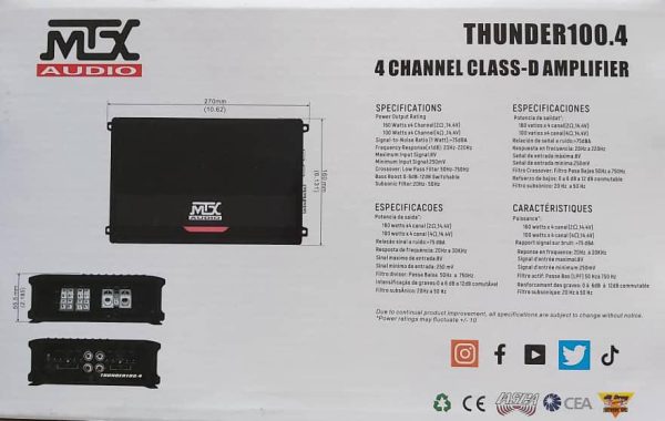 امپلی فایر حرفه ای امریکایی  MTX Thunder 100.4 4ch CLASS D - Image 5
