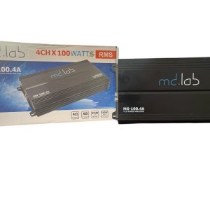 آمپلی فایر چهار کانال MD.LAB مدل M6-100.4A آمپلی فایر چهار کانال ام دی لب مدل M6-100.4A: همه ی ما به دنبال یک آمپلی فایر مطمئن برای وسیله ی نقلیه ی خود هستیم. اما اکثرا در انتخاب یک آمپلی فایر مناسب به مشکل بر میخوریم. علت آن هم فراوانی زیاد محصولات و عدم تطابق بازه و قدرت صدای محصولات با هم است. اما کار آدیو اصفهان با بررسی دقیق محصولات و ارائه مشاوره صحیح این مشکل را حل کرده. یکی از محصولات پرطرفدار حال حاظر این برند آمپلی فایر چهار کانال ام دی لب مدل M6-100.4A میباشد . تنظیمات فوق العاده حرفه ای و ساده ی این محصول یکی از مشخصات مهم آن است . مشخصات آمپلی فایر چهار کانال ام دی لب مدل M6-100.4A: تعداد کانال : 4 کلاس : A/B بیشینه صدای خروجی : 400 وات