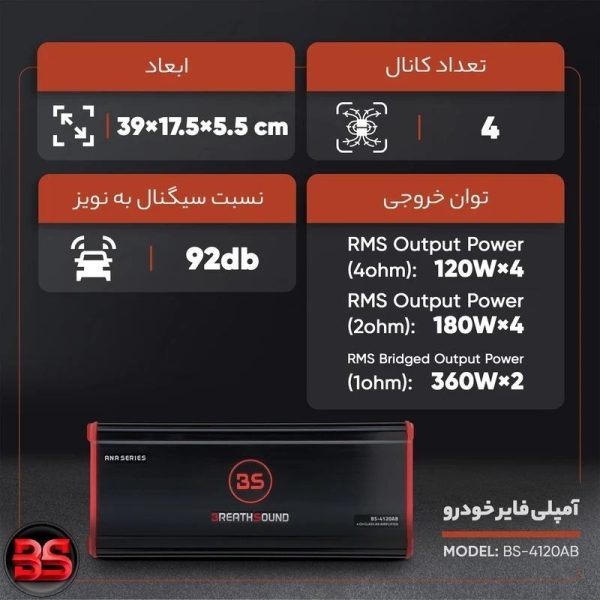 آمپلی فایر  برث ساند کره Breath Sound مدل BS 4120AB با گارانتی 12 ماهه پایونیران - Image 3